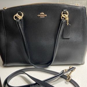 Coach black pebble leather bag with shoulder strap